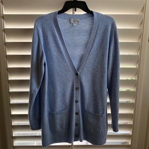 Pure Collection Blue Lightweight Cashmere Boyfriend Cardigan
